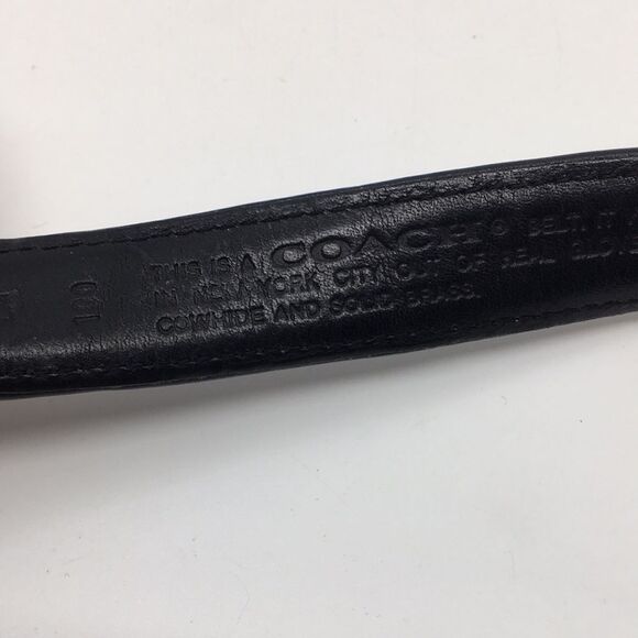 Vintage COACH Black Leather Belt with Brass Buckle made in NYC plant. main image 15